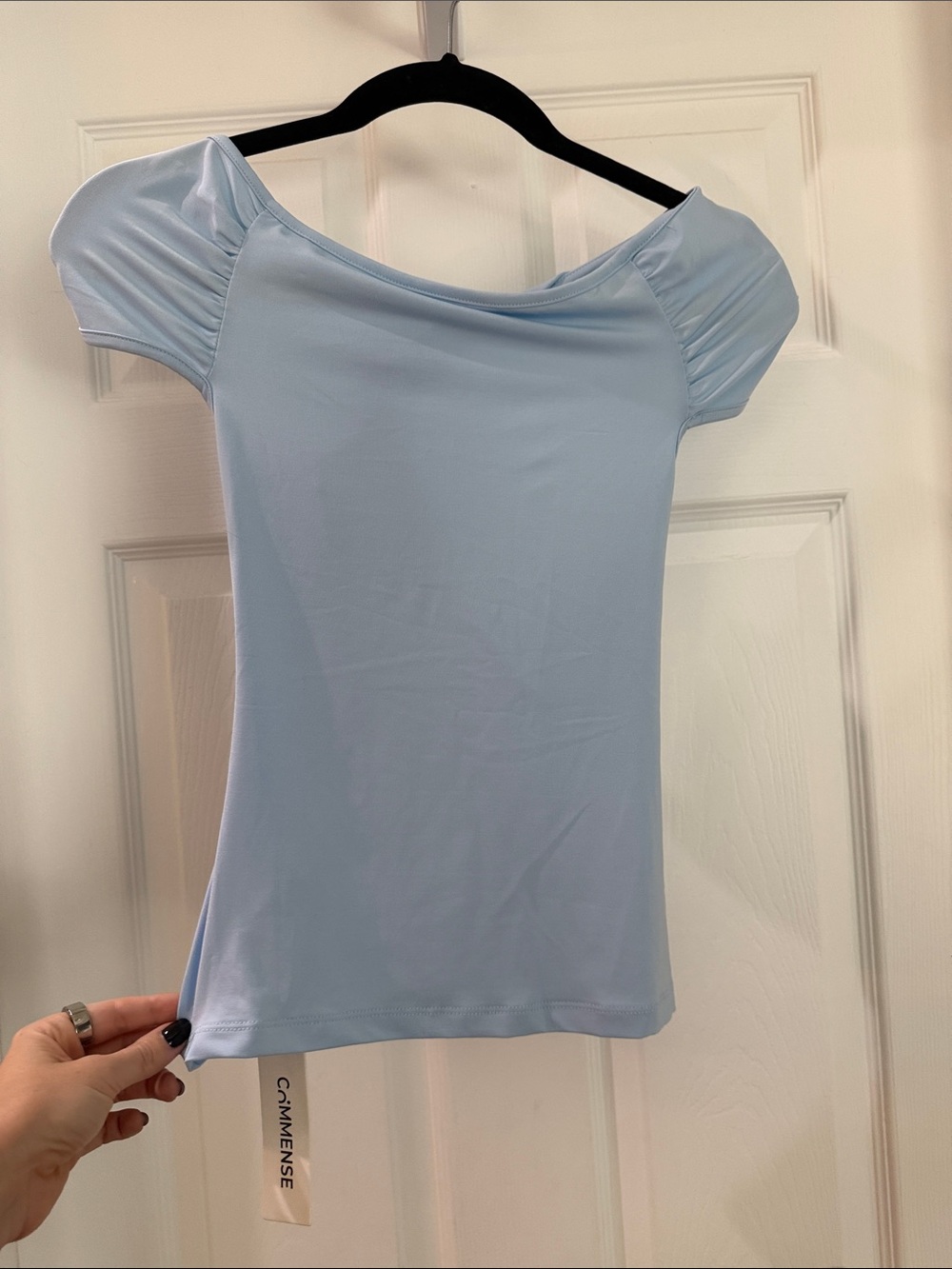 NWTCommense Light Blue Short Sleeve Boatneck Top